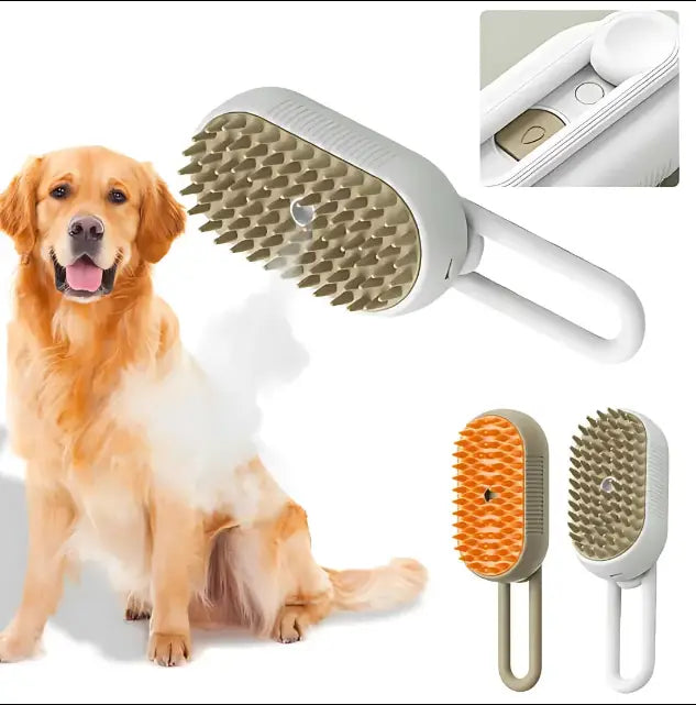 Steamy Dog Brush – Professional 3-in-1 Steam Grooming Brush for Dogs & Cats