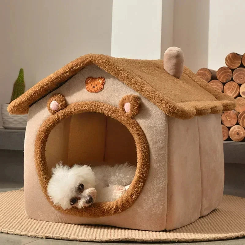Foldable Luxury Pet House – Warm, Cozy &amp; Perfect for Small and Medium Dogs and Cats!