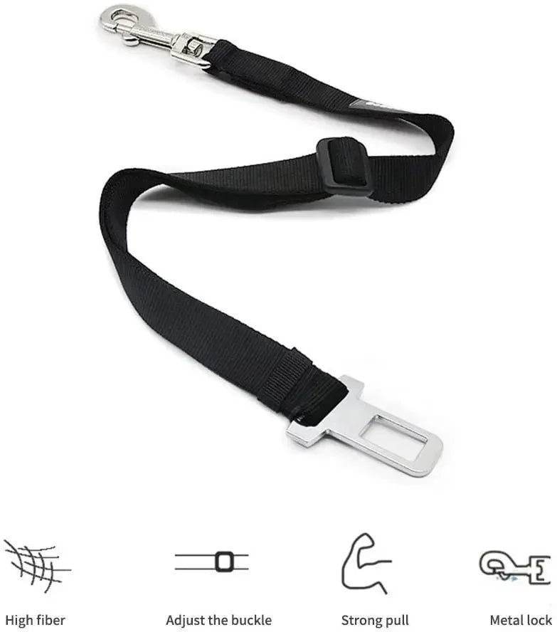 Keep Your Pet Safe on Every Ride – Adjustable Pet Car Seat Belt for Dogs & Cats