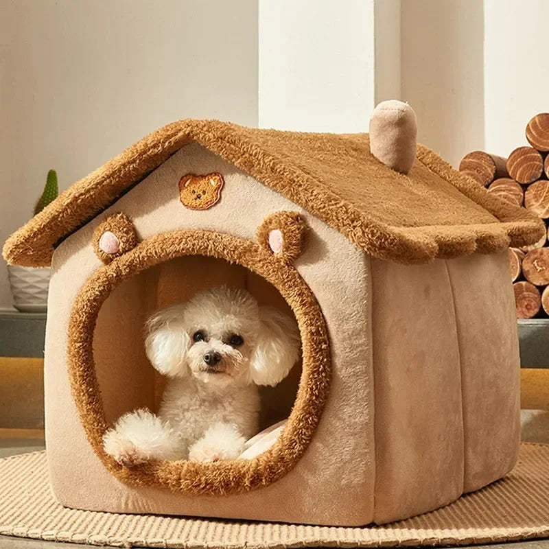Foldable Luxury Pet House – Warm, Cozy &amp; Perfect for Small and Medium Dogs and Cats!