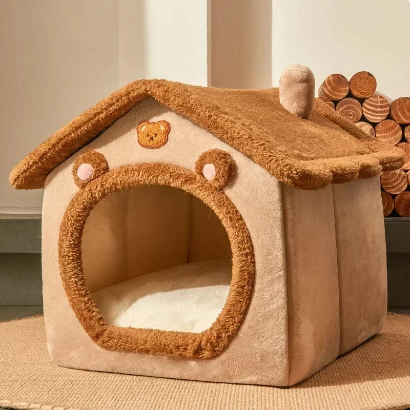 Foldable Luxury Pet House – Warm, Cozy &amp; Perfect for Small and Medium Dogs and Cats!