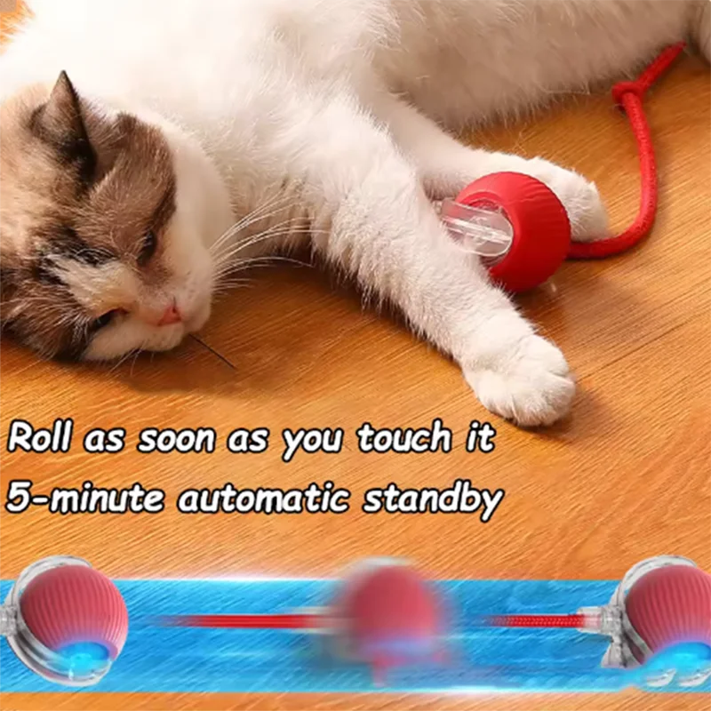 Automatic Cat Toy – Self-Moving Ball + Interactive Stick | Bite-Resistant, Engaging & Perfect for Active Cats!