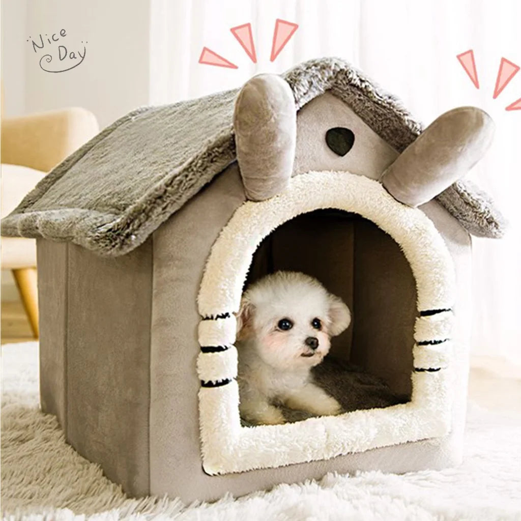 Foldable Luxury Pet House – Warm, Cozy &amp; Perfect for Small and Medium Dogs and Cats!