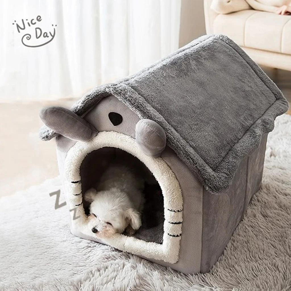Foldable Luxury Pet House – Warm, Cozy &amp; Perfect for Small and Medium Dogs and Cats!