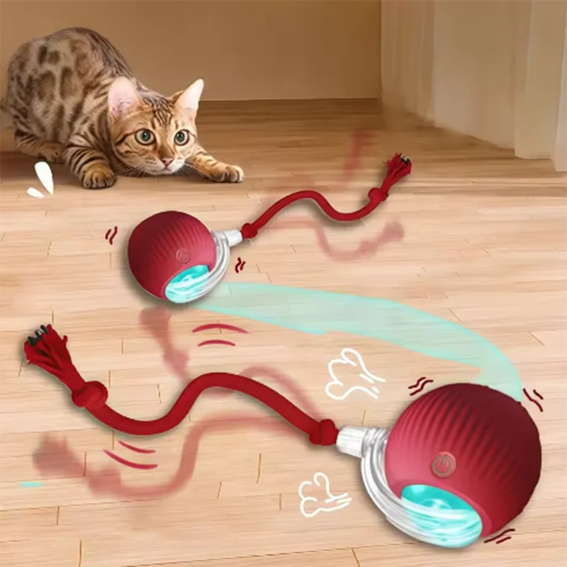 Automatic Cat Toy – Self-Moving Ball + Interactive Stick | Bite-Resistant, Engaging & Perfect for Active Cats!
