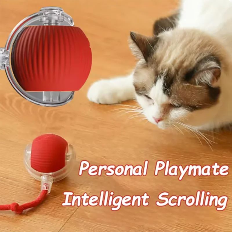Automatic Cat Toy – Self-Moving Ball + Interactive Stick | Bite-Resistant, Engaging & Perfect for Active Cats!
