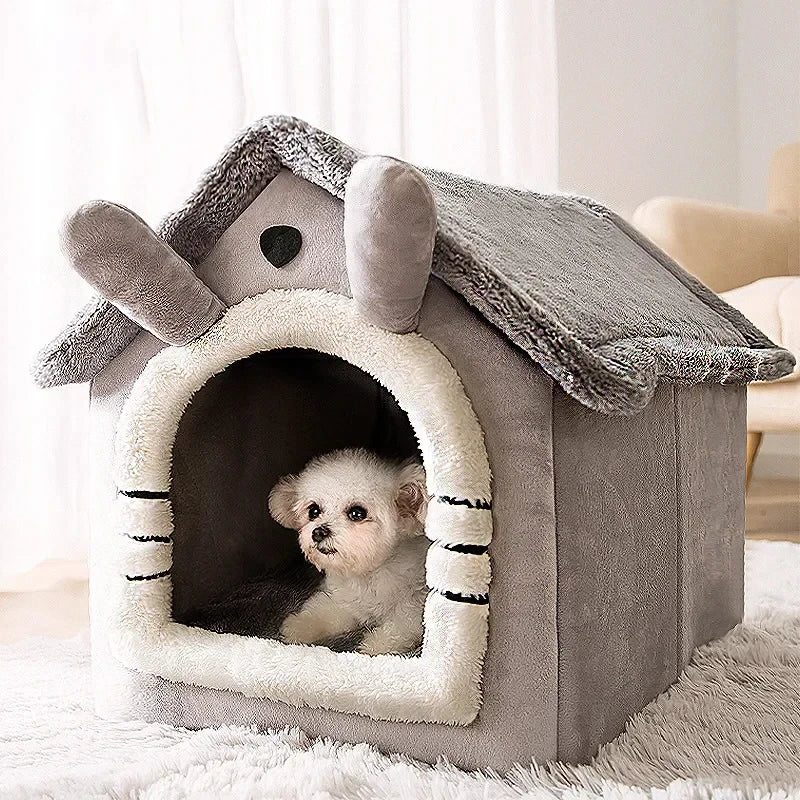 Foldable Luxury Pet House – Warm, Cozy &amp; Perfect for Small and Medium Dogs and Cats!
